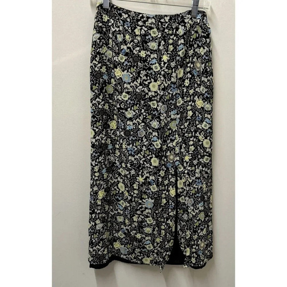 Sigrid Olsen Sport Womens Skirt 2P Black Floral Midi Front Slit Whimisgoth Fairy - Picture 4 of 9